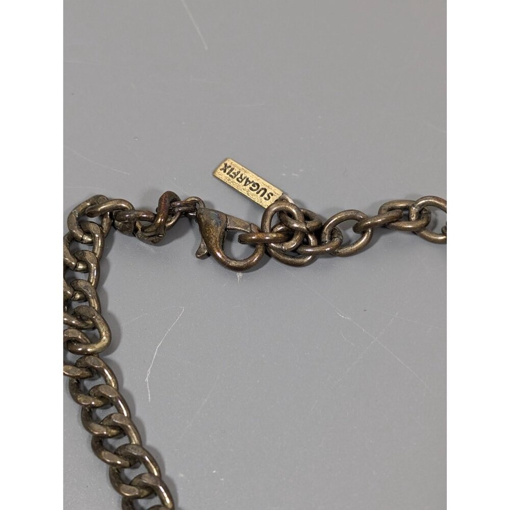 Sugarfix by BaubleBar Clear Rhinestone Collar Statement Necklace Bronze Tone 20" - Picture 7 of 10